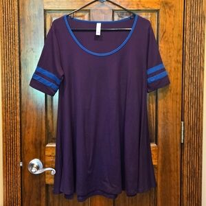 Lularoe Purple With Blue Stripes Perfect T EUC XS